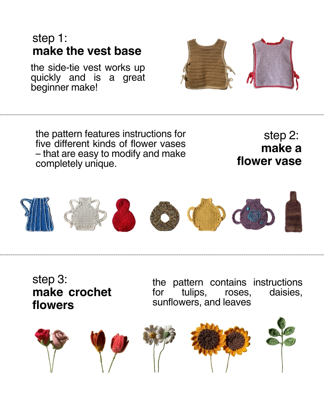 Flower Vase Vest (3-in-1 pattern)